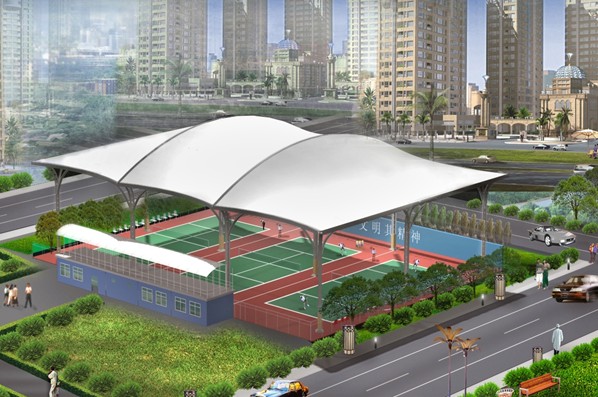 百色市张拉膜结构|200平米膜结构建筑|球场膜结构工程|奥鼎膜结构设计图片_高清图_细节图